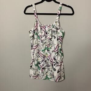 LC Lauren Conrad Printed Ruffle Blouse Size XS